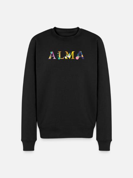 Nombre de ALMA decorado con flores - Sudadera ecológica prémium para hombre - negro