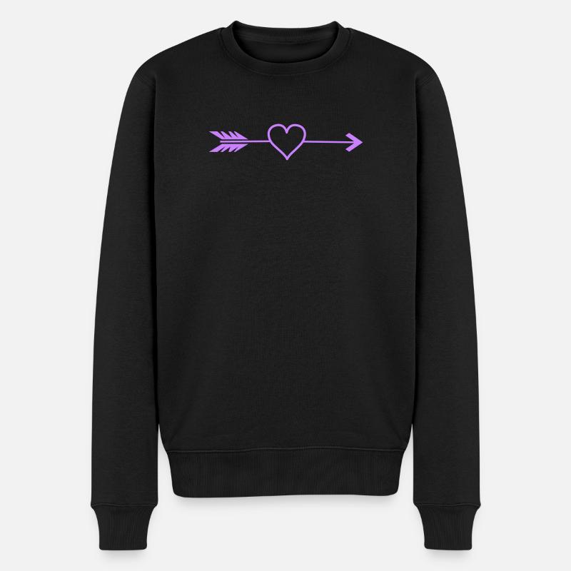 Herz Pfeil in Lila - Männer Premium Bio Pullover - Schwarz