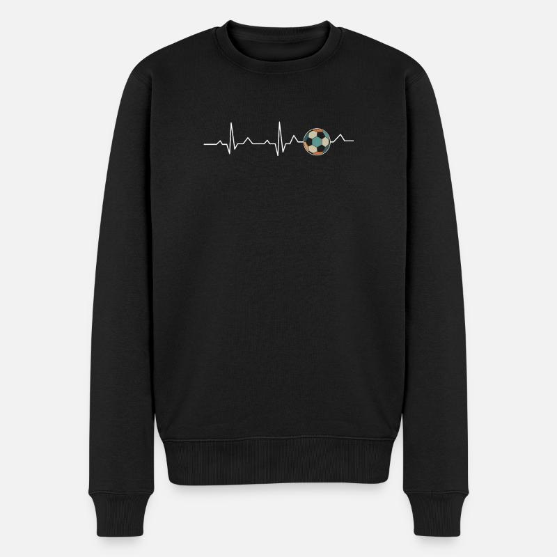 Retro Soccer Heartbeat |  - Männer Premium Bio Pullover - Schwarz