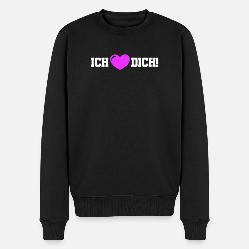 Ich Liebe Dich Herz - Männer Premium Bio Pullover - Schwarz