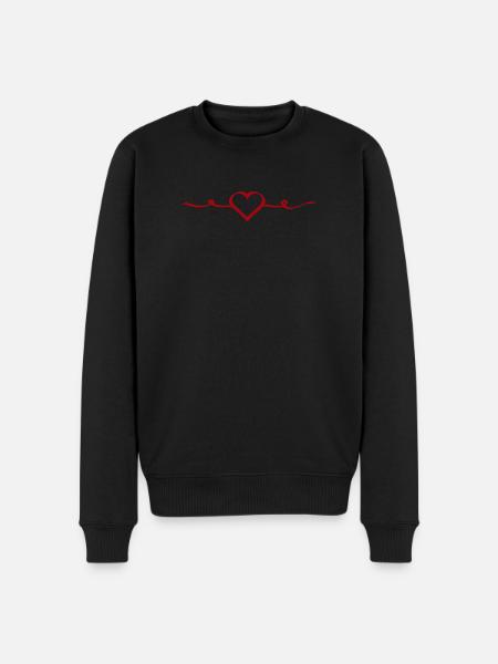 Rødt hjerte Rød Gave Valentinsdag - Økologisk premium-sweatshirt til mænd - sort