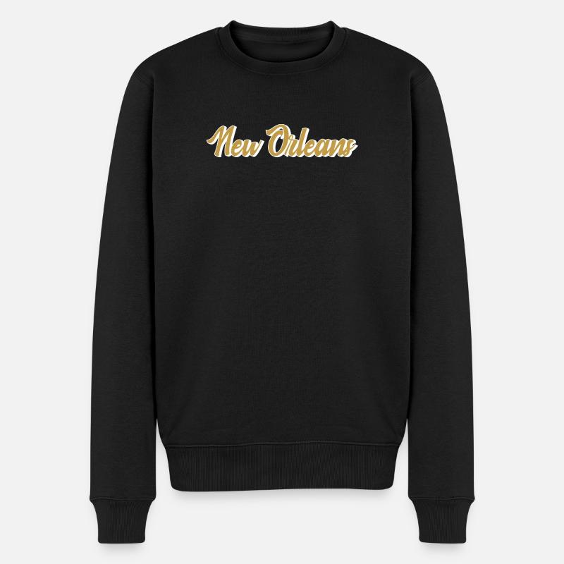 New Orleans Gold Script - Männer Premium Bio Pullover - Schwarz