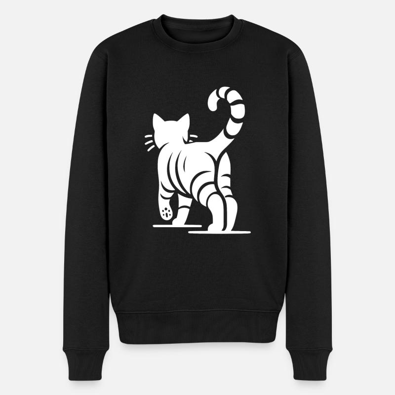 Chat géométrique à rayures - Pull Premium bio Homme - noir