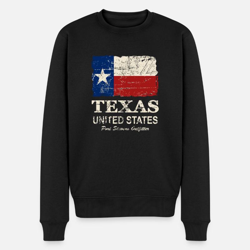 Texas Flag - Vintage Look - Männer Premium Bio Pullover - Schwarz