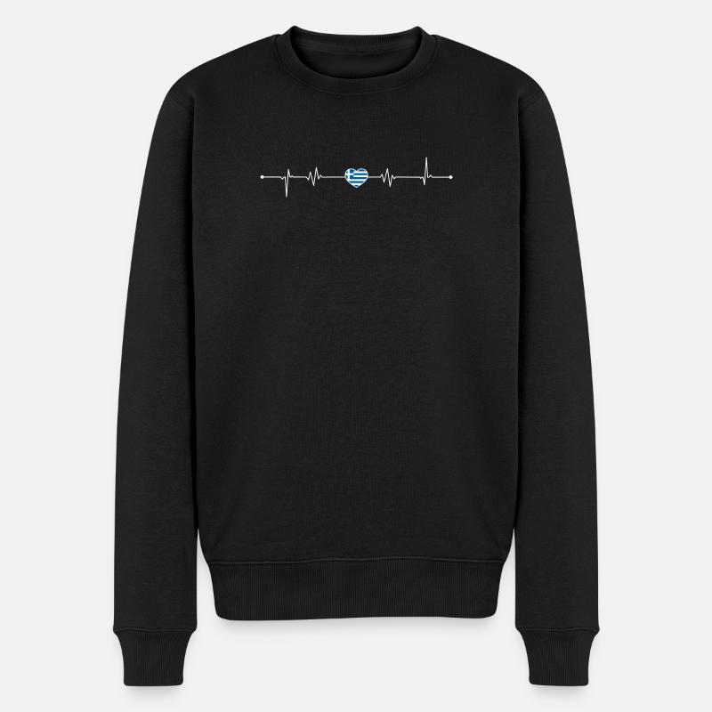 Griechische Herzschlag-Flagge - Männer Premium Bio Pullover - Schwarz