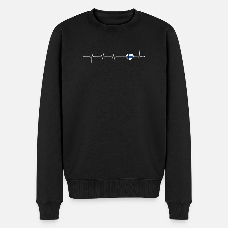 Heartbeat Love Finlande Drapeau - Pull Premium bio Homme - noir