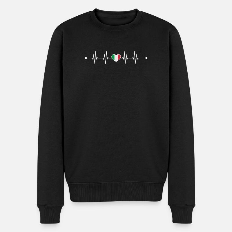 Drapeau italien Heartbeat Design - Pull Premium bio Homme - noir