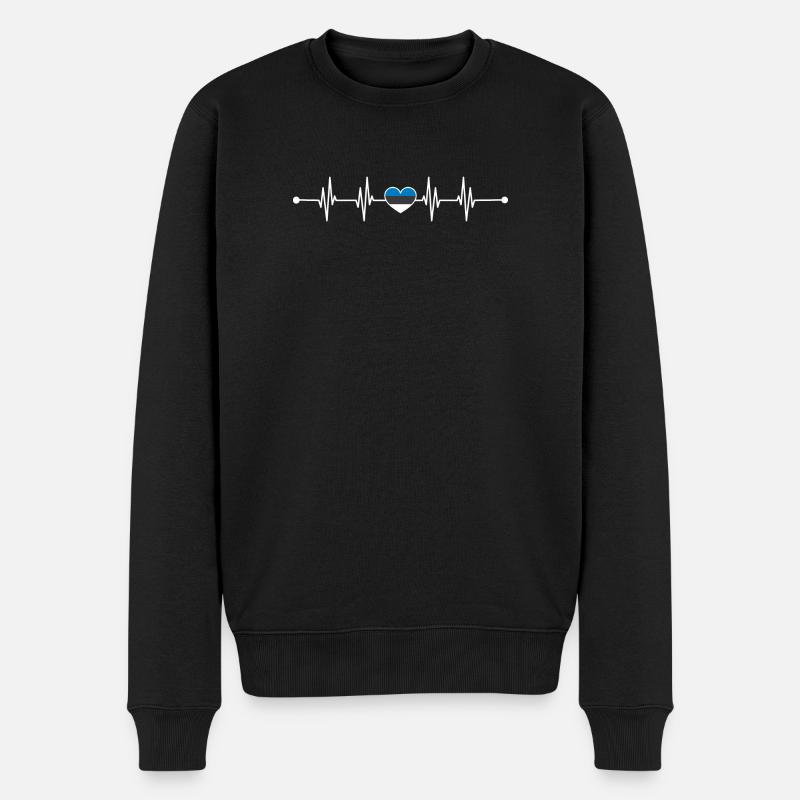 Battement de cœur du drapeau estonien - Pull Premium bio Homme - noir
