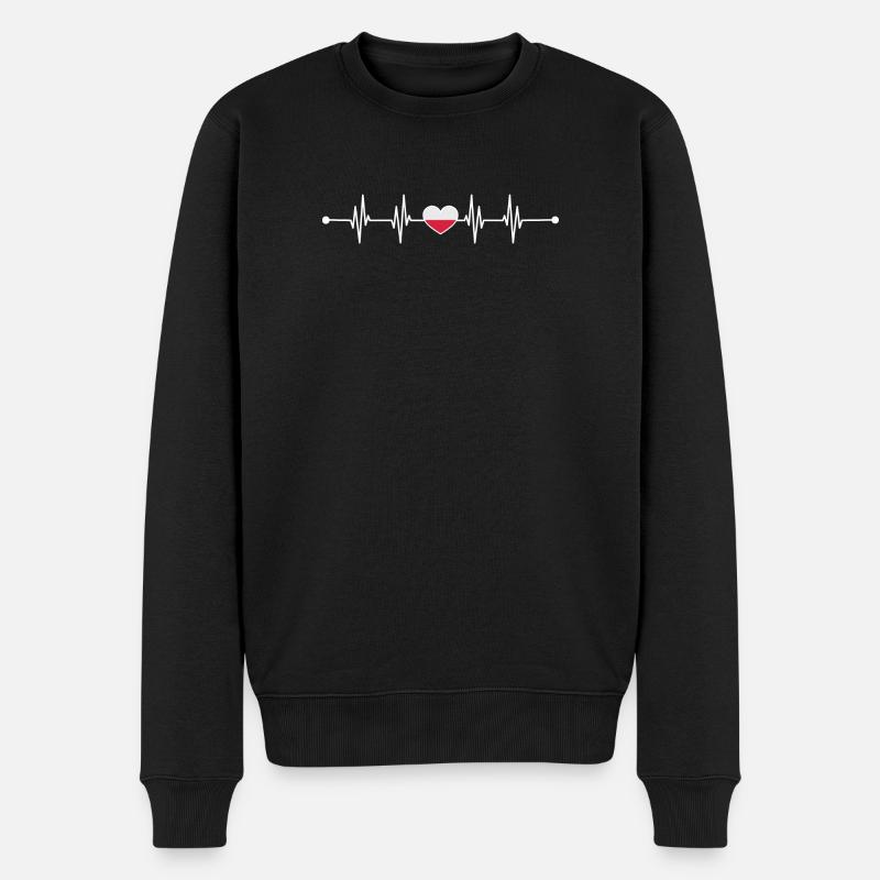 Heartbeat polen Flagge - Männer Premium Bio Pullover - Schwarz