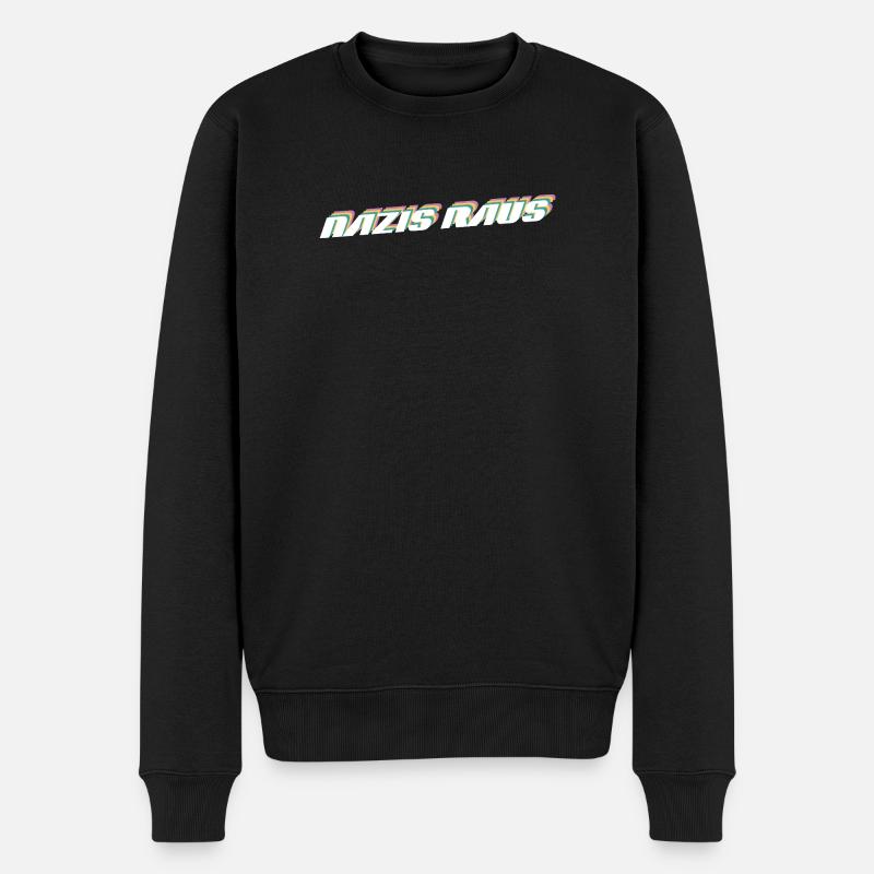 Nazis Raus | Retro Politisches Design - Männer Premium Bio Pullover - Schwarz