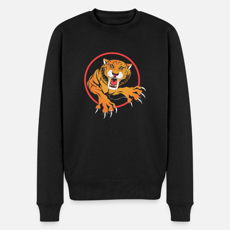 Tigre à dents de sabre - Pull Premium bio Homme - noir
