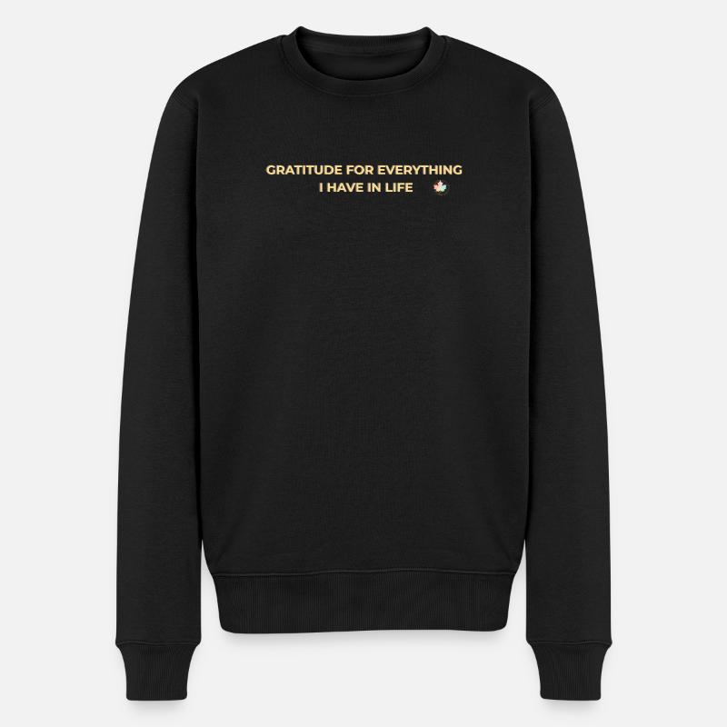 Gratitude – Dankbarkeit und Achtsamkeit Gold - Männer Premium Bio Pullover - Schwarz