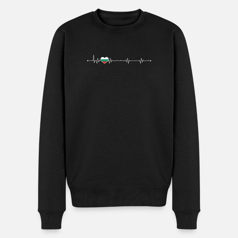 Heartbeat drapeau de la Bulgarie - Pull Premium bio Homme - noir