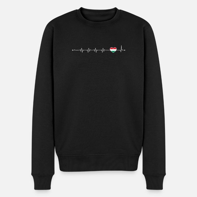 Italienische Flagge Herzschlag - Männer Premium Bio Pullover - Schwarz
