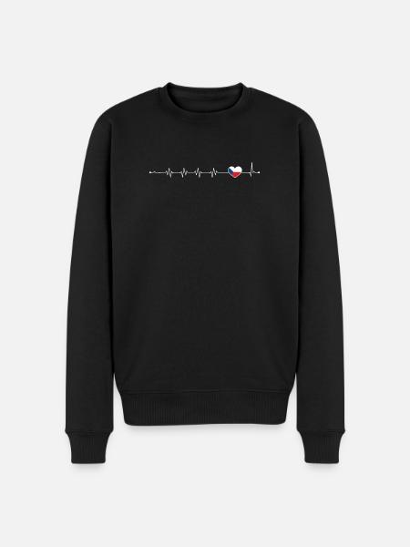 Heartbeat drapeau de la République tchèque - Pull Premium bio Homme - noir