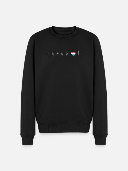 Blue Accent Heartbeat Line - Men's Premium Organic Jumper - black