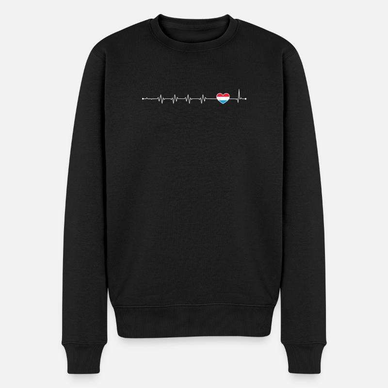 Ligne de battement de cœur à accent bleu - Pull Premium bio Homme - noir
