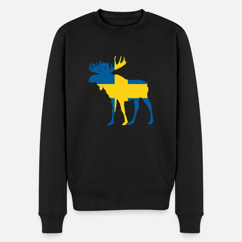 Elch Schweden - Männer Premium Bio Pullover - Schwarz
