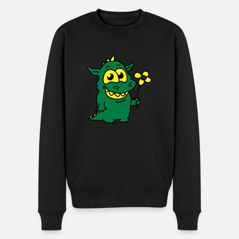 Dragon avec fleurs - Pull Premium bio Homme - noir