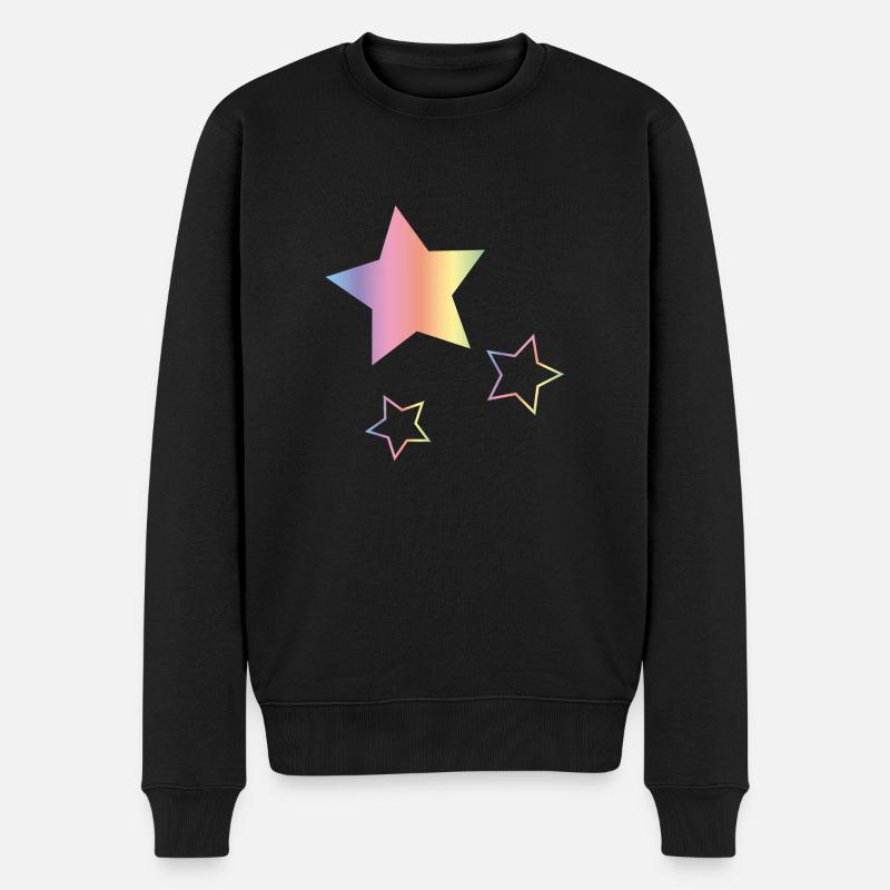 Regenbogen Sterne - Männer Premium Bio Pullover - Schwarz