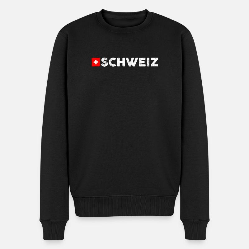 Flagge der Schweiz - Männer Premium Bio Pullover - Schwarz