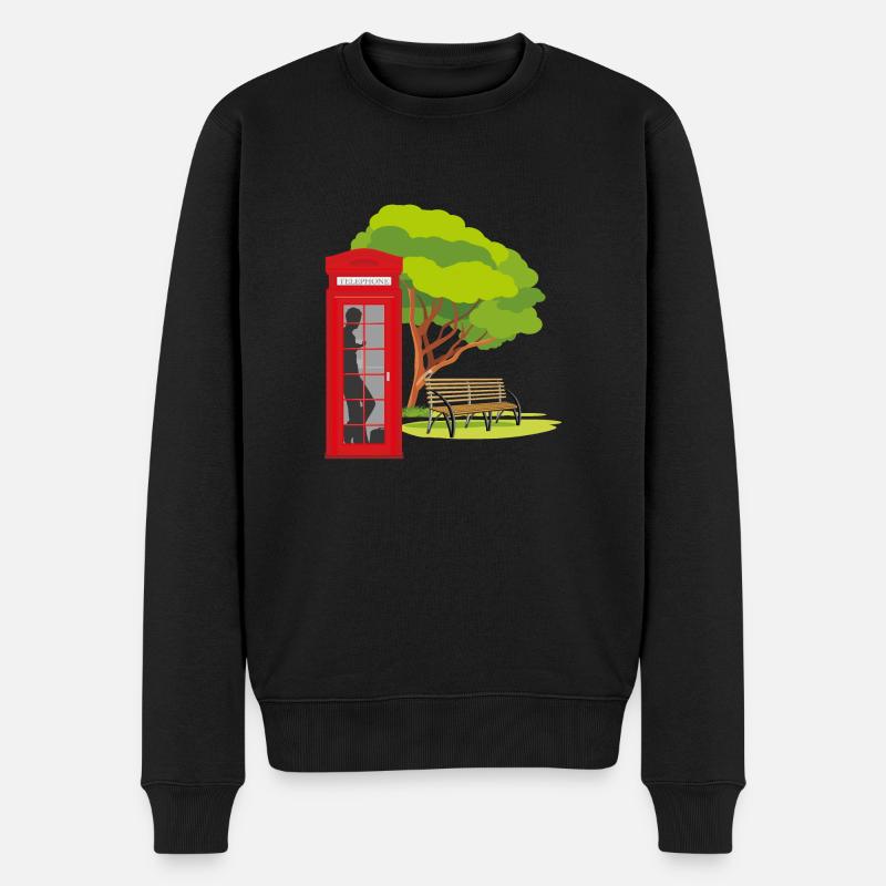 Cabine téléphonique dans le parc - Pull Premium bio Homme - noir