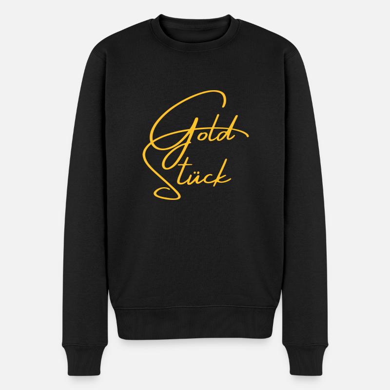 Gold Stück - Männer Premium Bio Pullover - Schwarz
