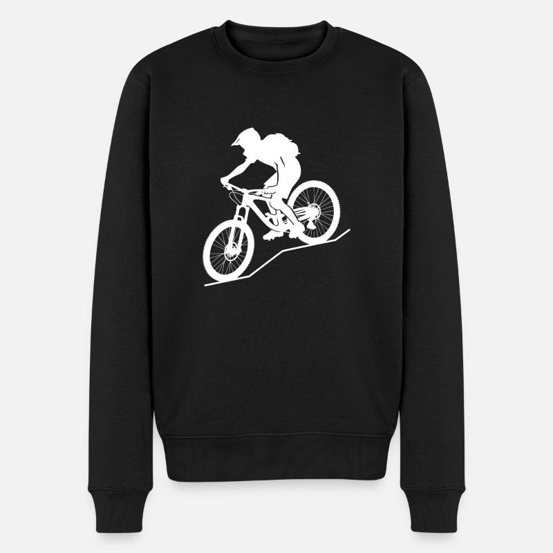Dynamischer Mountainbiker - Männer Premium Bio Pullover - Schwarz