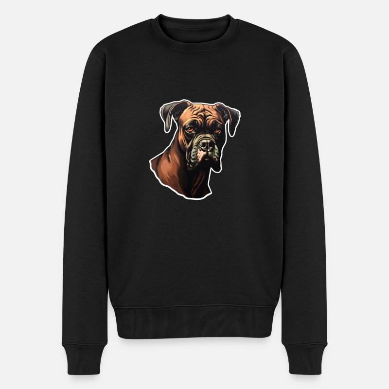 Boxer Kopf - Männer Premium Bio Pullover - Schwarz