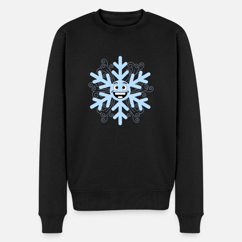 Glückliche Schneeflocke - Männer Premium Bio Pullover - Schwarz