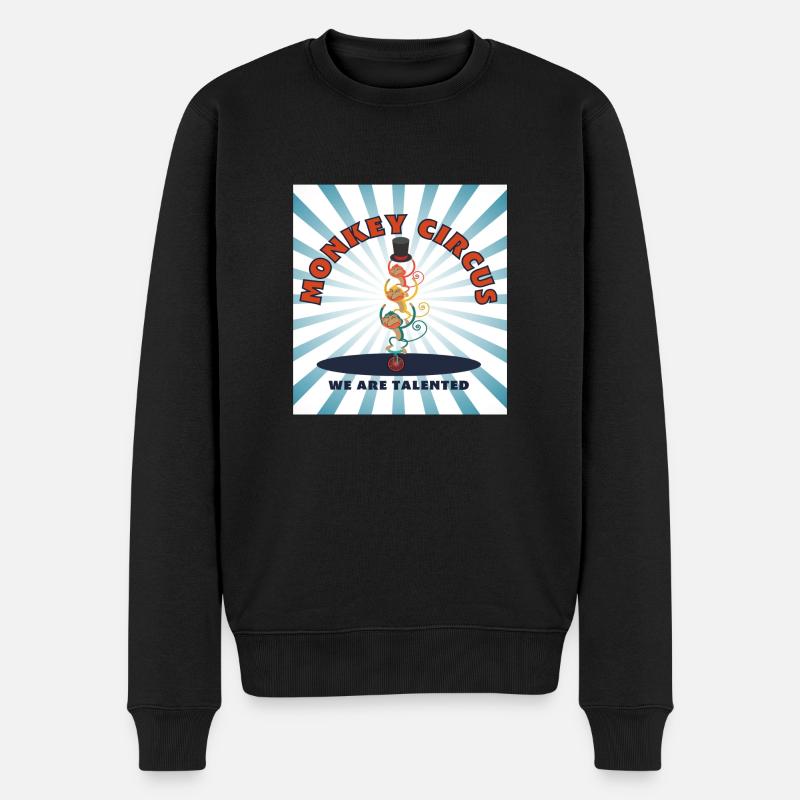 Monkey Circus / Affenzirkus - blau weiß - Männer Premium Bio Pullover - Schwarz
