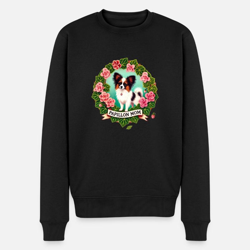 Papillon Mama - Männer Premium Bio Pullover - Schwarz
