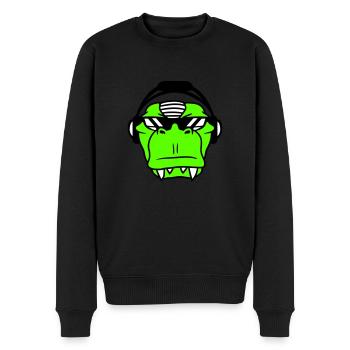 Cool DJ dinosaure T-Rex visage Musique de fête - Pull Premium bio Homme - noir - Devant - Nico (187cm)