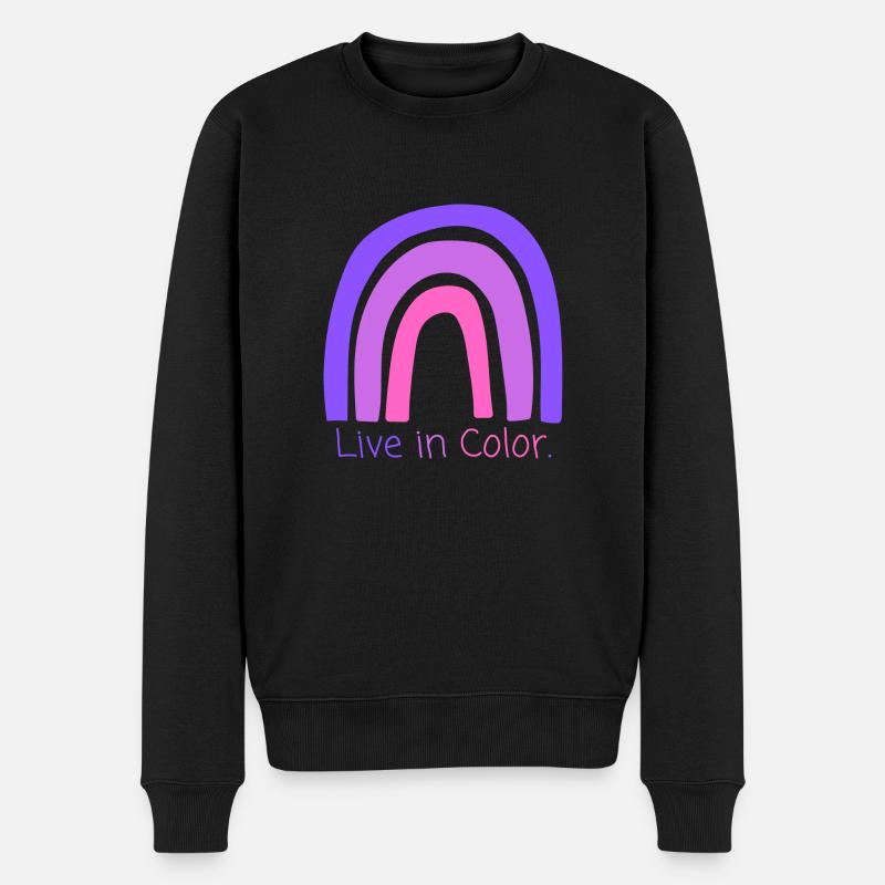 Vivid Rainbow - Männer Premium Bio Pullover - Schwarz