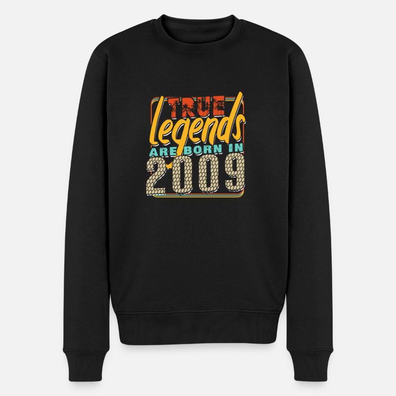 Wahre Legenden werden im Jahr 2009 geboren Vintage Geburtstag - Männer Premium Bio Pullover - Schwarz