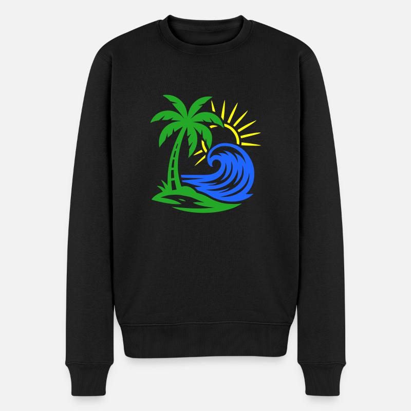 Palme Insel Ozean - Männer Premium Bio Pullover - Schwarz