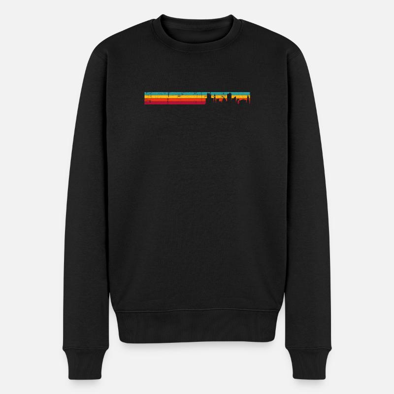 Dämmerung Regenbogen Skyline - Männer Premium Bio Pullover - Schwarz