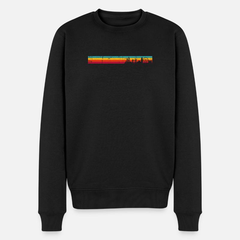 Londoner Skyline Retro - Männer Premium Bio Pullover - Schwarz