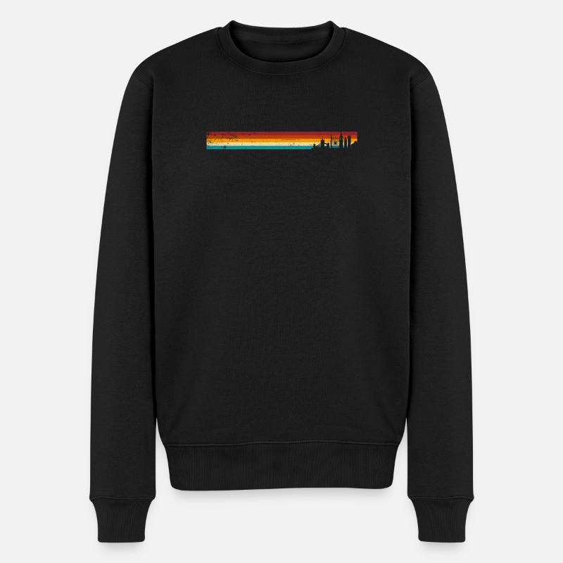 Sunset Stripes Skyline - Männer Premium Bio Pullover - Schwarz