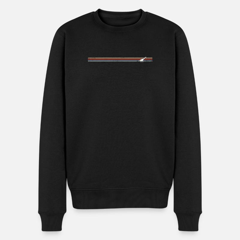 Retro Brachiosaurus - Männer Premium Bio Pullover - Schwarz