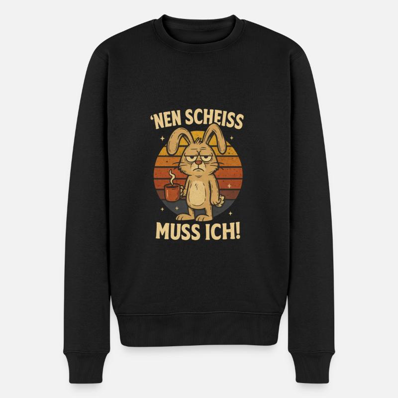 Hase nen scheiss muss ich Kaffee - Männer Premium Bio Pullover - Schwarz