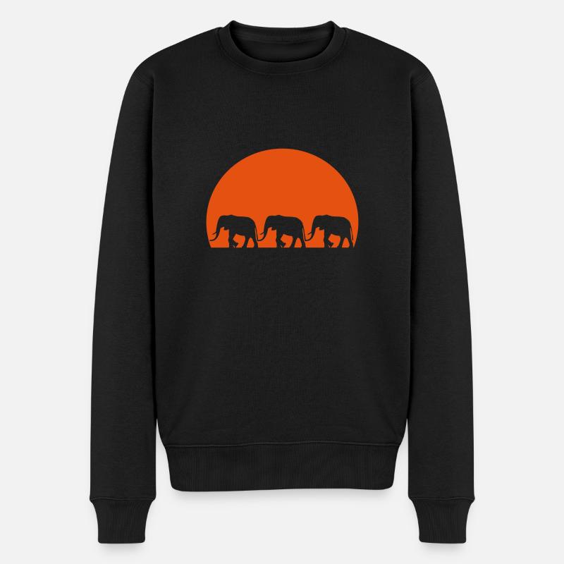 Elefanten - Männer Premium Bio Pullover - Schwarz