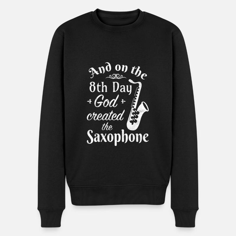 And on the 8th Day God created the Saxophone, weis - Männer Premium Bio Pullover - Schwarz