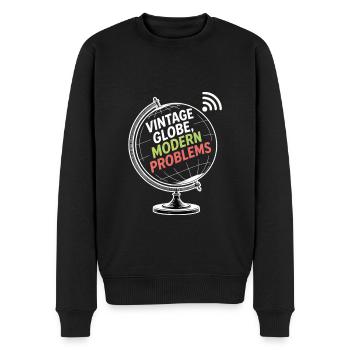 Vintage Globe Moderne Probleme Reisen Humor - Männer Premium Bio Pullover - Schwarz - Vorne - Nico (187cm)