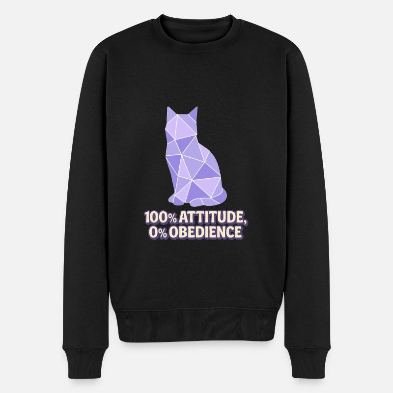 Chat géométrique – 100% Attitude - Pull Premium bio Homme - noir