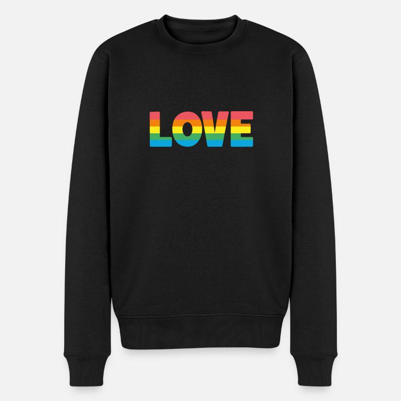 Love Regenbogen - Männer Premium Bio Pullover - Schwarz