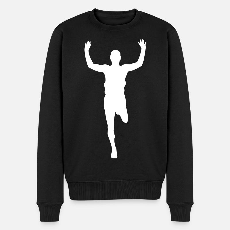 Marathon - Marathonläufer - Männer Premium Bio Pullover - Schwarz