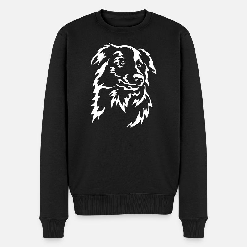 Border Collie Kopf "Black Edition" - Männer Premium Bio Pullover - Schwarz