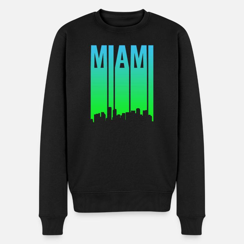 Miami Skyline Farbverlauf - Männer Premium Bio Pullover - Schwarz