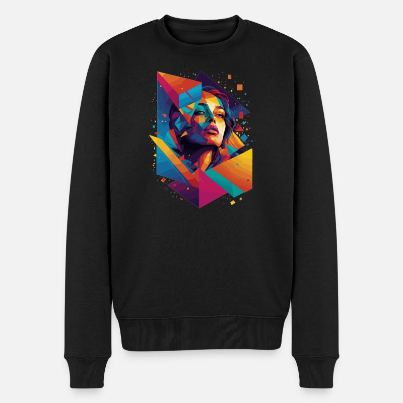 Moderne Gesichts Kunst - Männer Premium Bio Pullover - Schwarz